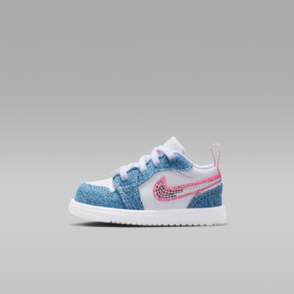 Nike Jordan 1 Low Alt SE Velcro Toddler Size 8 Cobalt Bliss/White/Pink Glow